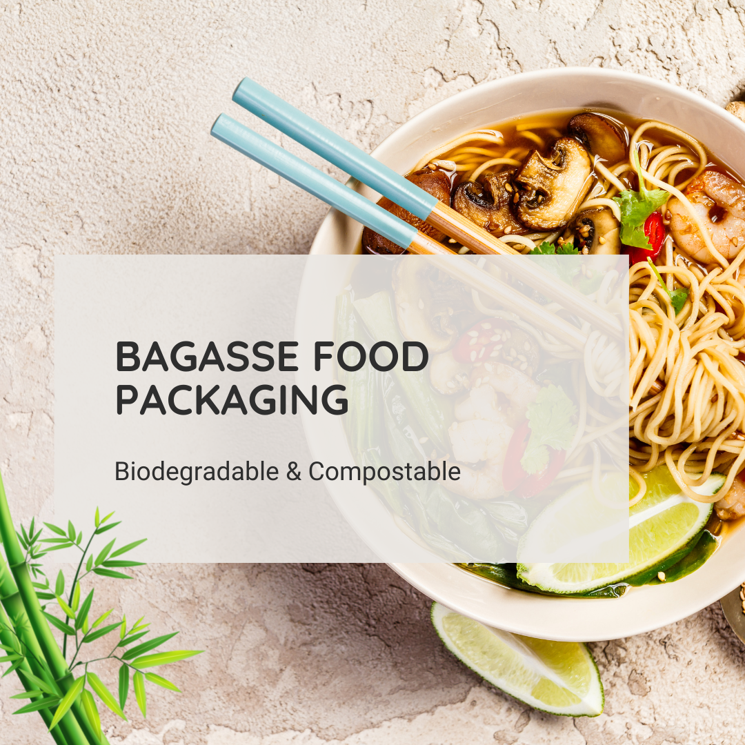Custom Bagasse Box Biodegradable Food Takeout Containers Noodle Pp