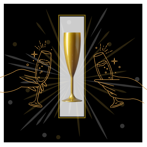 ELITE 6.6oz Gold Polycarbonate Champagne Flutes